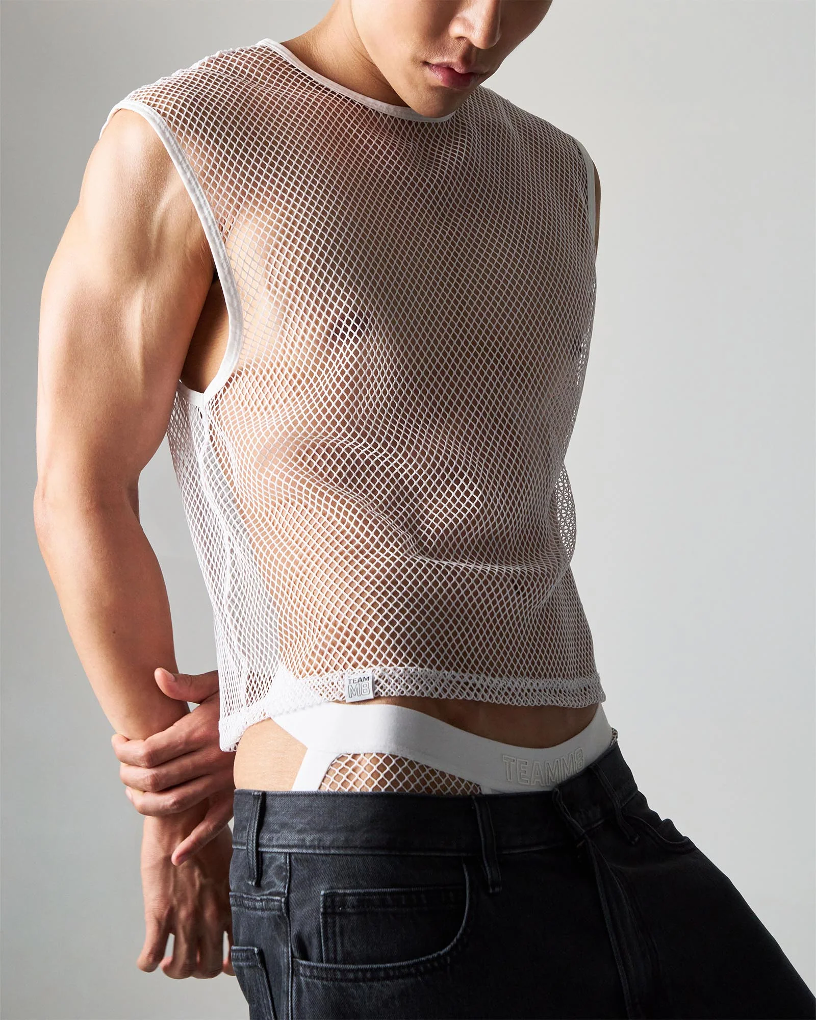 Edge Net Muscle Tank - Chalk - Image 4