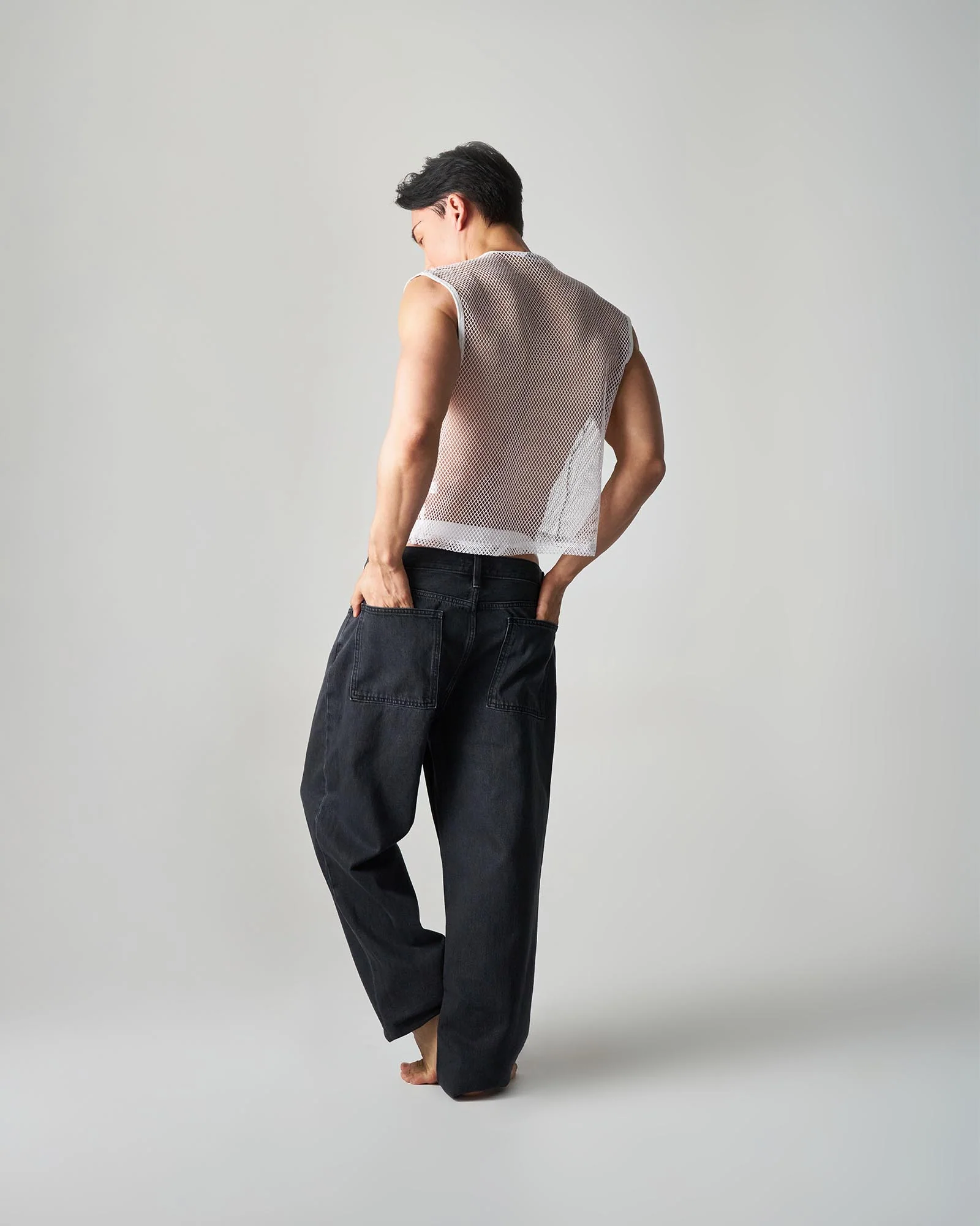 Edge Net Muscle Tank - Chalk - Image 5