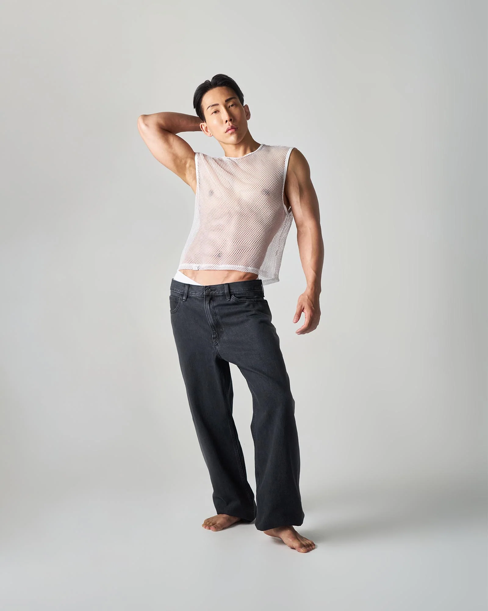 Edge Net Muscle Tank - Chalk - Image 6