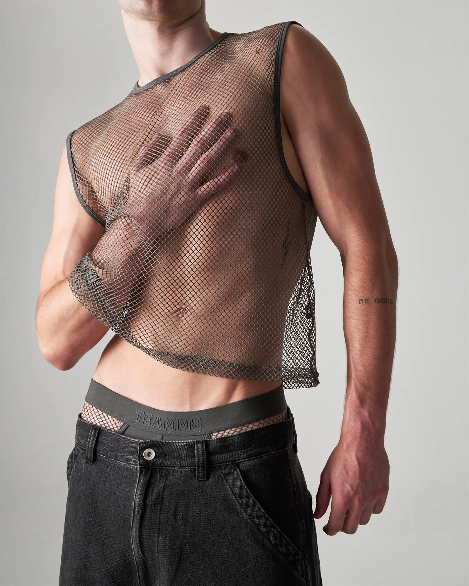 Edge Net Muscle Tank - Gunmetal - Image 4