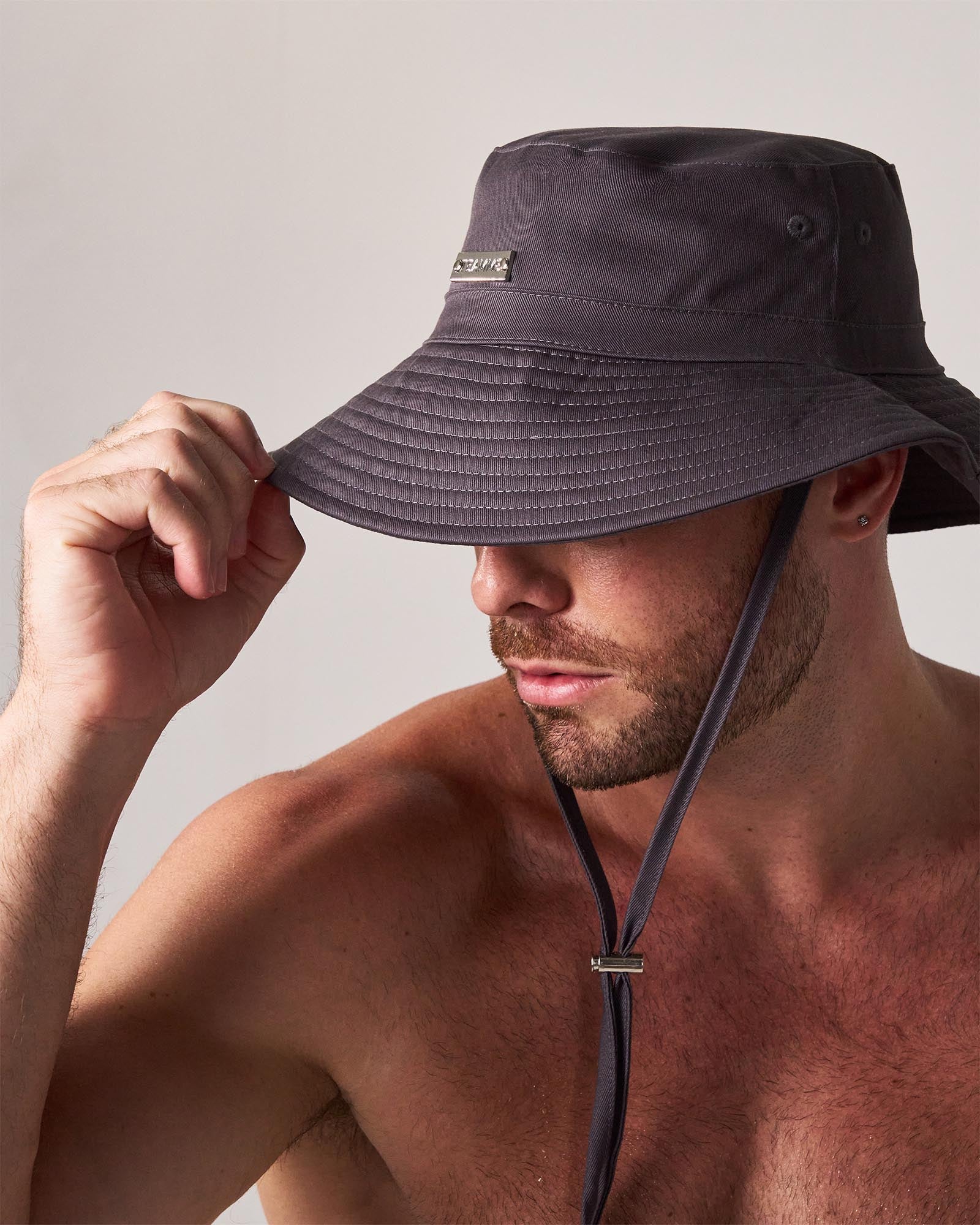 Statement Wide Brim Bucket Hat - Gunmetal - Image 3
